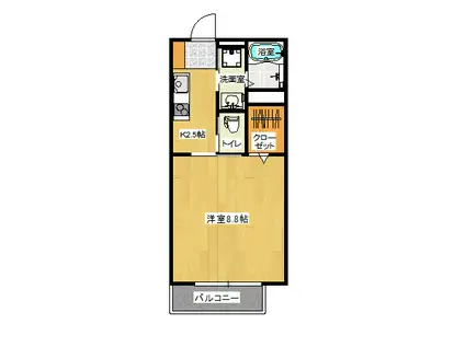 モデラートA・B(1K/2階)の間取り写真