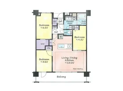 ファインスクエア横浜綱島(3LDK/6階)の間取り写真