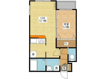 ユニゾン錦(1LDK/2階)の間取り写真
