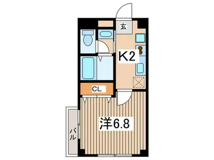 アンプルールフェール上永谷(1K/2階)の間取り写真