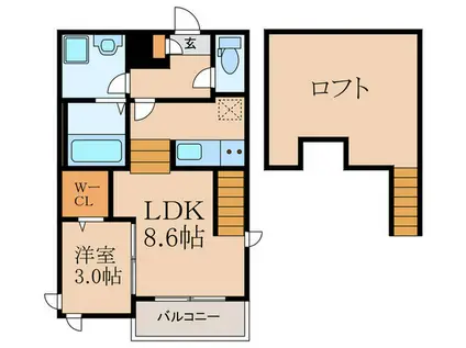 GRANDTIC L春日原(1LDK/2階)の間取り写真