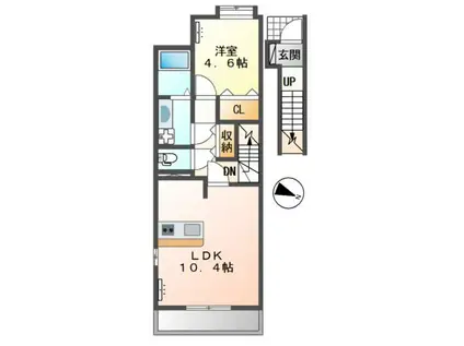 ルナ・ガーディニア(1LDK/2階)の間取り写真