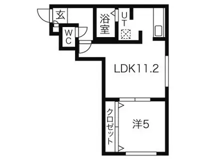 CASA札幌月寒(1LDK/3階)の間取り写真