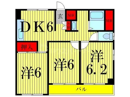 扇ビル(3DK/2階)の間取り写真