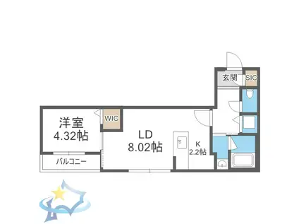 ラクラス大通東(1LDK/5階)の間取り写真