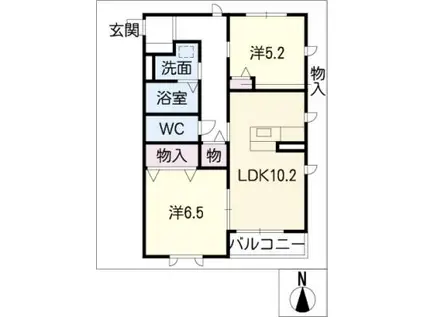 シャーメゾン川口(2LDK/1階)の間取り写真