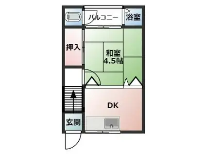 阪神本線 杭瀬駅 徒歩10分 2階建 築64年(1DK/2階)の間取り写真