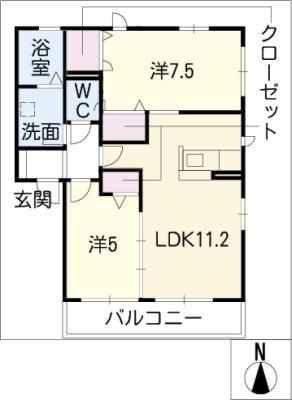 エミハ葵(2LDK/2階)の間取り写真