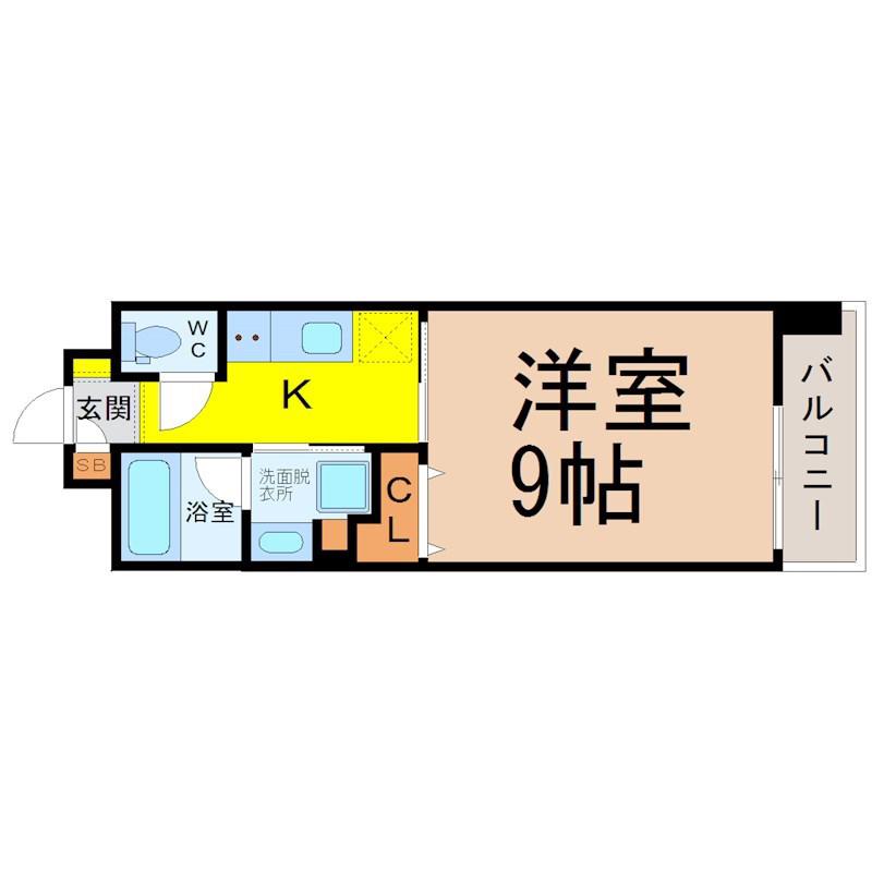 HANANOKI RISE(1K/9階)の間取り写真