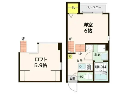 クレール東仙台(1K/1階)の間取り写真