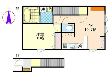 林ノ杜350米沢駅前(1LDK/2階)の間取り写真