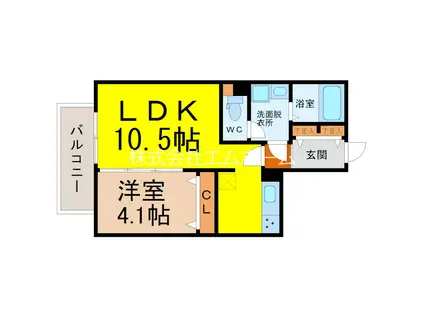 プレミール金山(1LDK/8階)の間取り写真