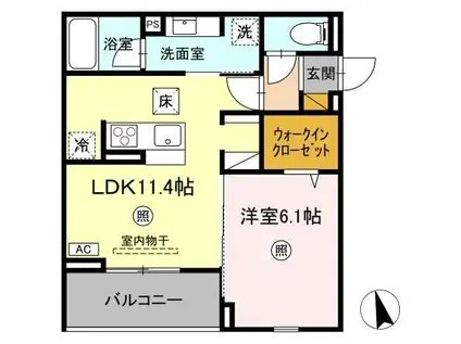 D‐INVEST東原A A(1LDK/1階)の間取り写真