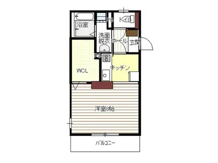 カーサボヌール(1K/1階)の間取り写真