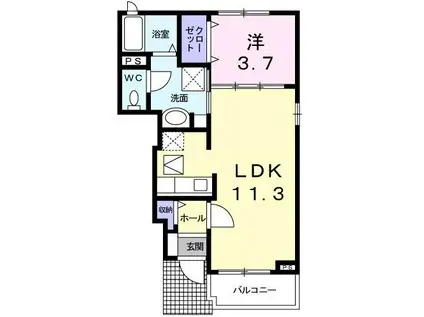 グリーンヒルズ315(1LDK/1階)の間取り写真