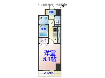 セレーナ五井(1K/9階)の間取り写真