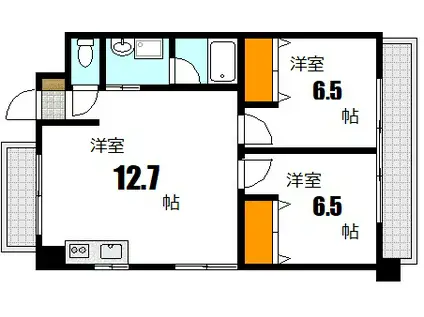 ニューキャッスル曙(2LDK/9階)の間取り写真