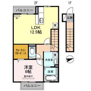パルテール小雑賀(1LDK/2階)の間取り写真