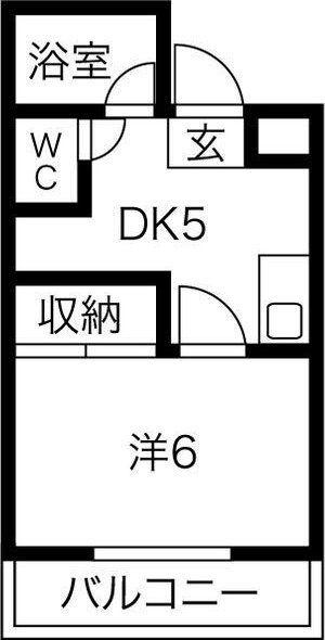 ショーエハイツ(1DK/2階)の間取り写真