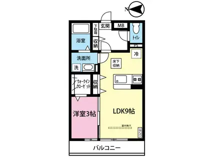 ソルテア 日吉(1LDK/1階)の間取り写真