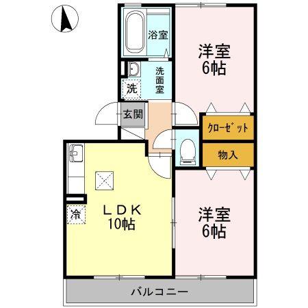 コンフォールII号館(2LDK/1階)の間取り写真