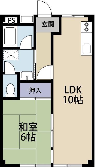 プランドゥール月ノ輪B(1LDK/1階)の間取り写真