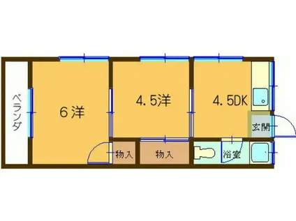 レベッカ温品(2DK/2階)の間取り写真