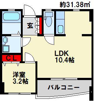 FORZA馬借(1LDK/3階)の間取り写真