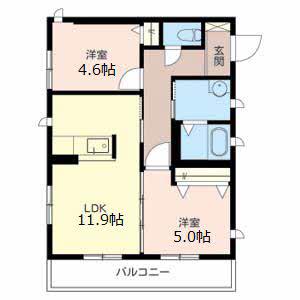 シャーメゾンソレイユ(2LDK/2階)の間取り写真