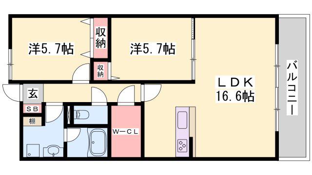 ブラン ジュール(2LDK/3階)の間取り写真