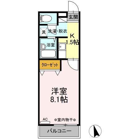 リーブル玉穂(1K/2階)の間取り写真