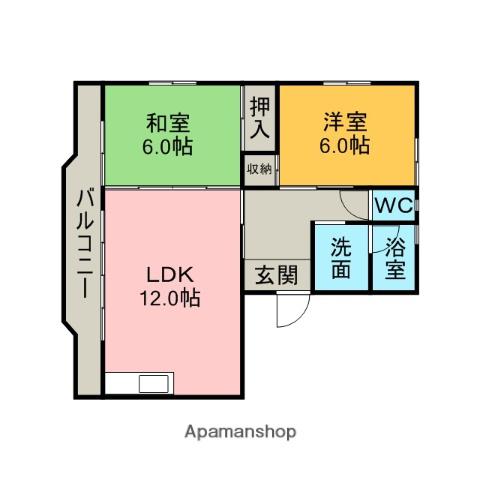 グレース磯村(2LDK/2階)の間取り写真