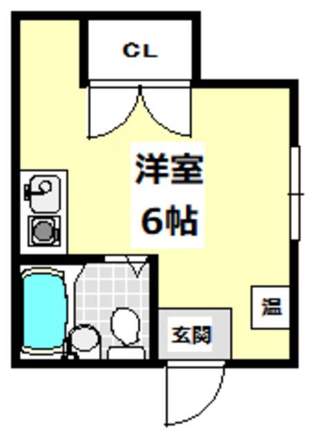 本町ハイツ(ワンルーム/2階)の間取り写真
