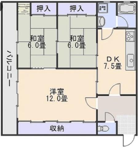 エステート庚午(3DK/5階)の間取り写真