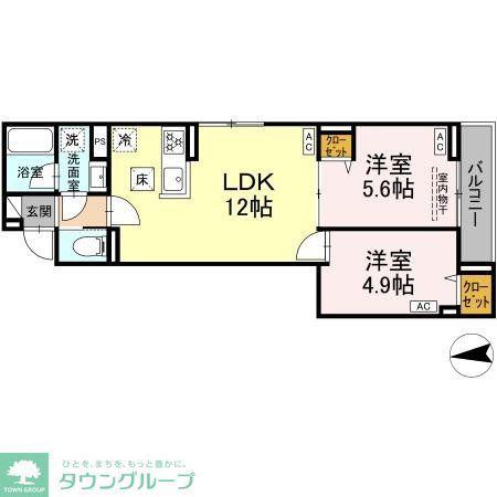 セレスティア六町IV(2LDK/1階)の間取り写真