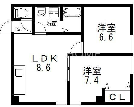 ダイワ高井田ビル(2LDK/2階)の間取り写真