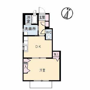 レーヴィンスC棟(1DK/1階)の間取り写真
