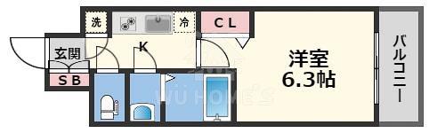 エスリード京橋グランツ(1K/2階)の間取り写真