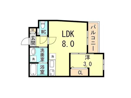 NOY NISHINOMIYA(1LDK/1階)の間取り写真