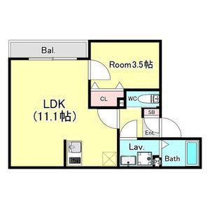 レジデンス東千葉(1LDK/1階)の間取り写真