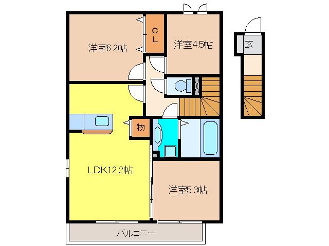 オンディーヌ(3LDK/2階)の間取り写真