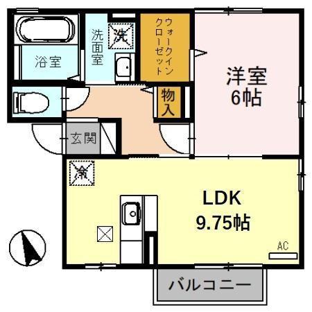 ラ・フォンティーヌ B(1LDK/1階)の間取り写真