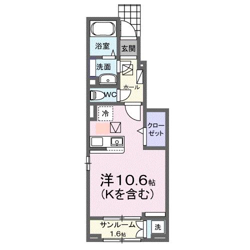 プレフェリート・V(ワンルーム/1階)の間取り写真