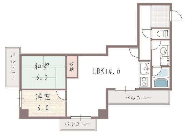 ベルンガーデン東平(2LDK/3階)の間取り写真
