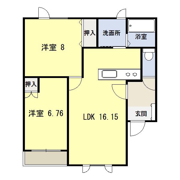 GEOII(2LDK/3階)の間取り写真