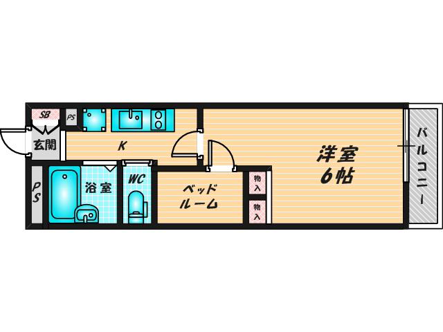 レオパレスAYOKA(1K/1階)の間取り写真