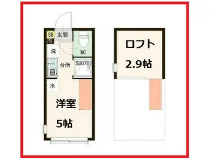 アースリングレジデンス(ワンルーム/2階)の間取り写真