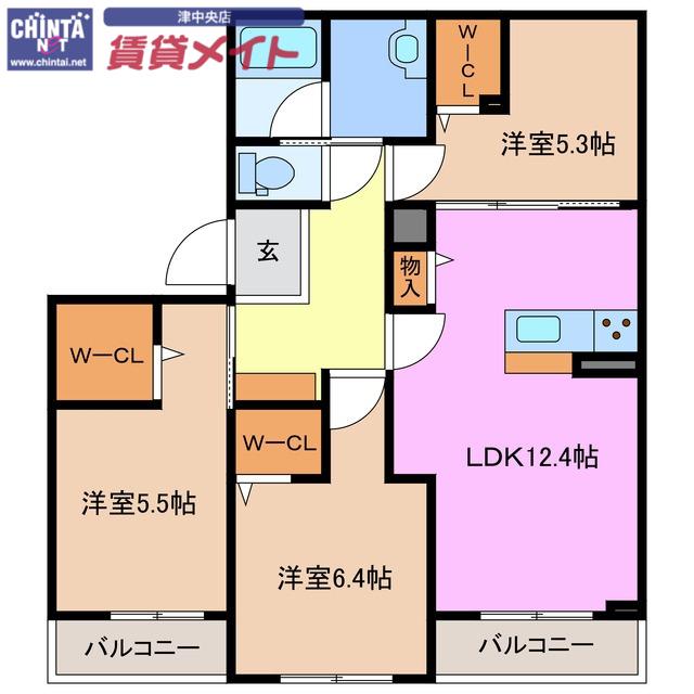 シャーメゾンボスコルーチェ(3LDK/3階)の間取り写真