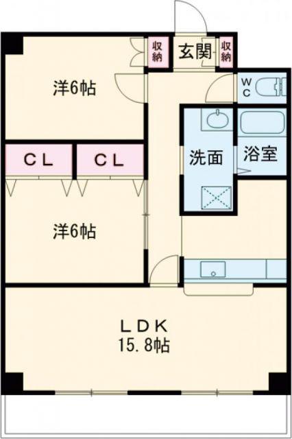 ハイム上所(2LDK/2階)の間取り写真