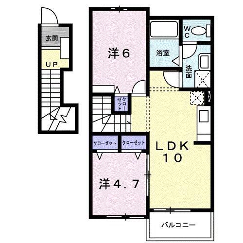 ヴィラパークサイド(2LDK/2階)の間取り写真